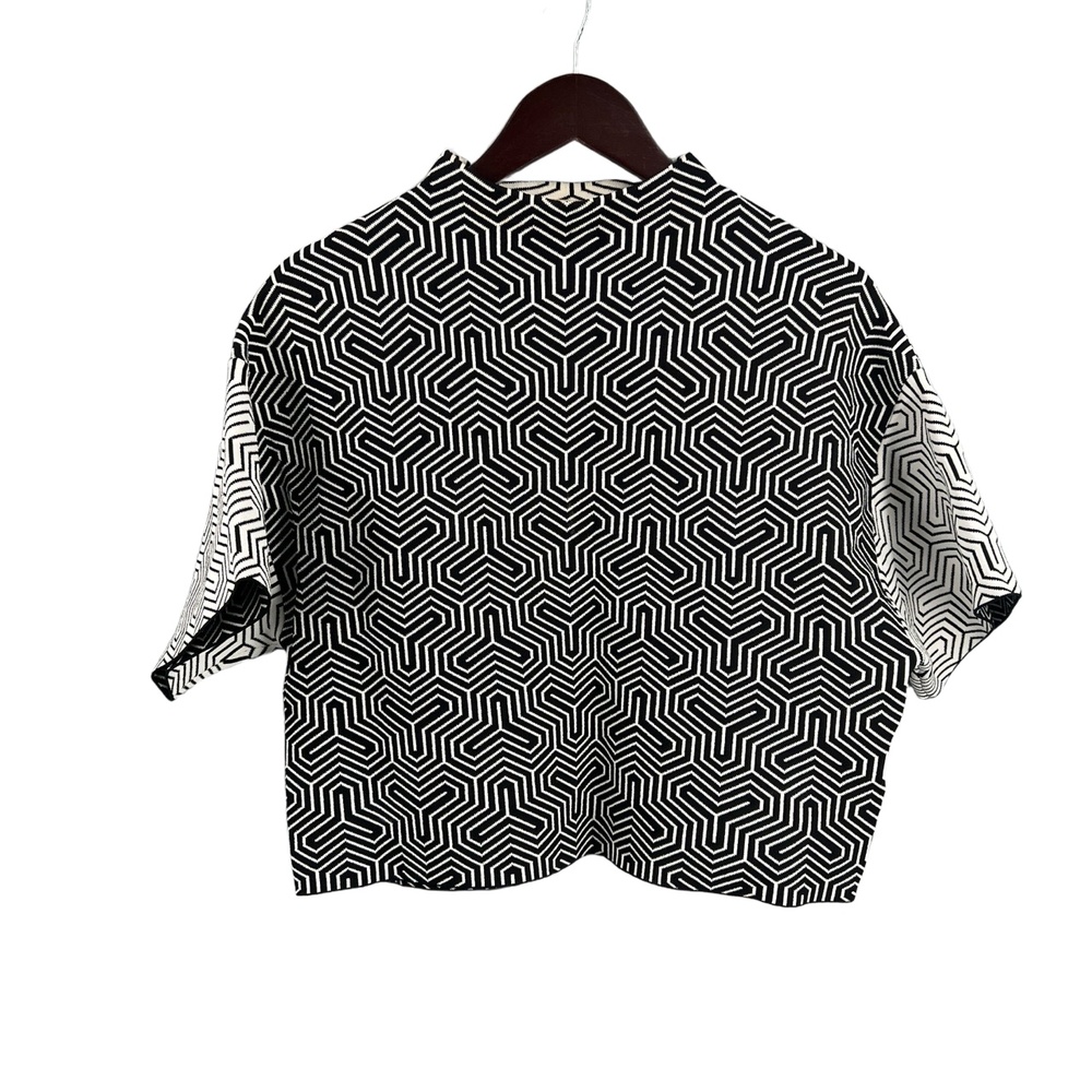 Sass & Bide‎ Mojo-Kiko Geometric Knit Top Black White Boxy Oversize XXS
